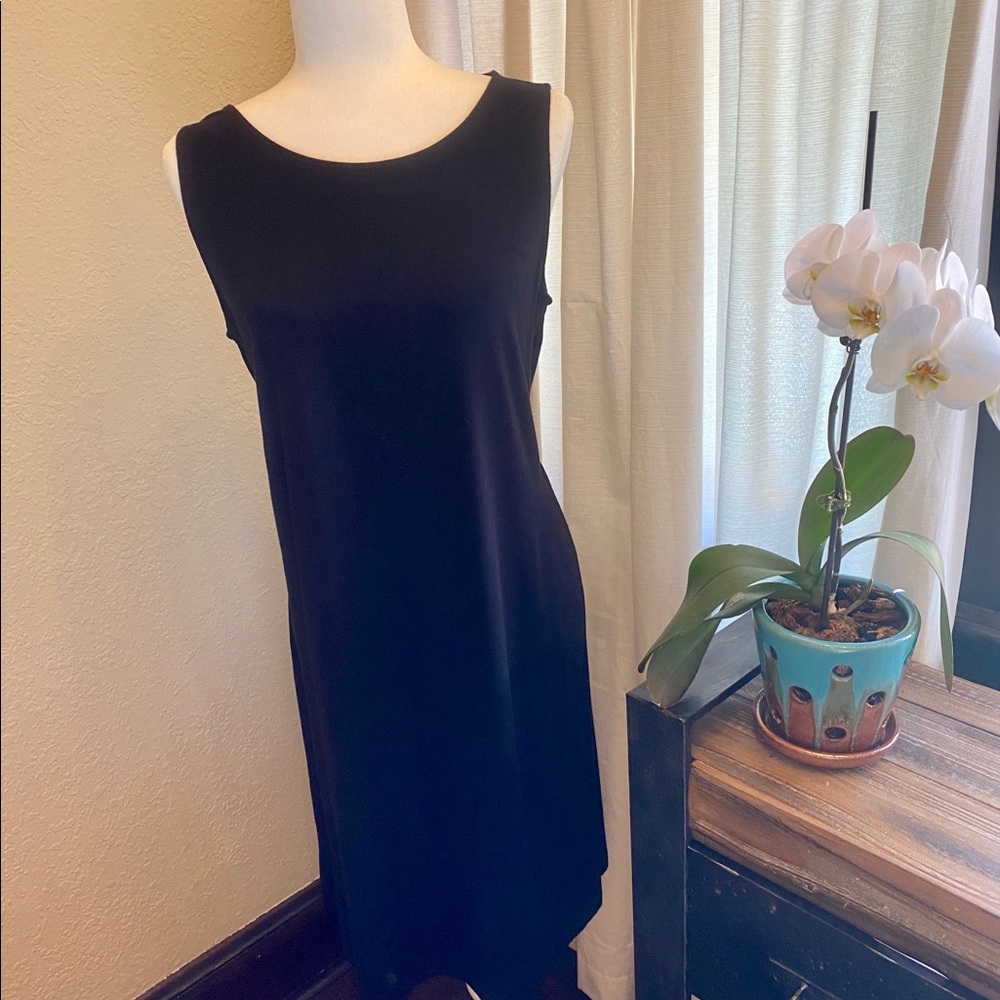 Eileen Fisher Black Shift Dress, Medium